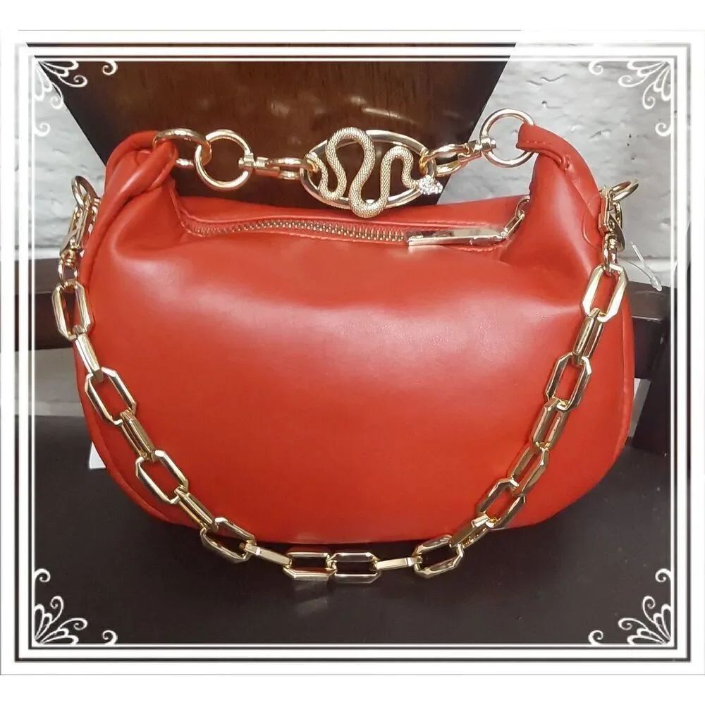 NWT~ALDO Pythonxx Red Snake Inspired Gold Hardware Shoulder Bag~$65 Retail Value